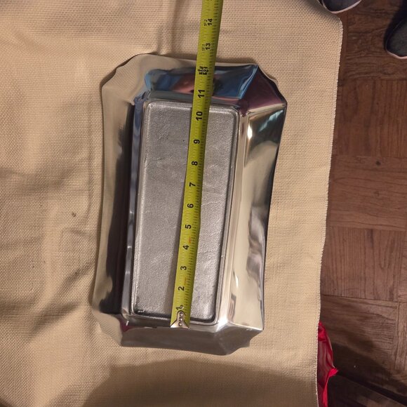 Chrome/Silver Serving Tray with Fleur-de-Lis Accents, - Picture 4 of 7